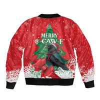 Funny Christmas Raven Sleeve Zip Bomber Jacket Merry F Caw F - Wonder Print Shop
