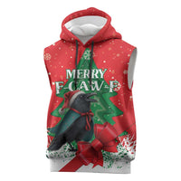 Funny Christmas Raven Sleeveless Hoodie Merry F Caw F - Wonder Print Shop