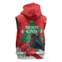 Funny Christmas Raven Sleeveless Hoodie Merry F Caw F - Wonder Print Shop