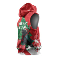 Funny Christmas Raven Sleeveless Hoodie Merry F Caw F - Wonder Print Shop