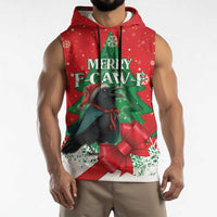 Funny Christmas Raven Sleeveless Hoodie Merry F Caw F - Wonder Print Shop