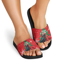 Funny Christmas Raven Slide Sandals Merry F Caw F - Wonder Print Shop