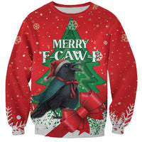 Funny Christmas Raven Sweatshirt Merry F Caw F - Wonder Print Shop