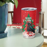 Funny Christmas Raven Tumbler Cup Merry F Caw F - Wonder Print Shop