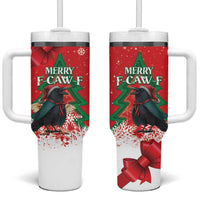 Funny Christmas Raven Tumbler With Handle Merry F Caw F - Wonder Print Shop