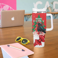 Funny Christmas Raven Tumbler With Handle Merry F Caw F - Wonder Print Shop