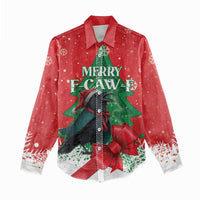 Funny Christmas Raven Women Casual Shirt Merry F Caw F - Wonder Print Shop
