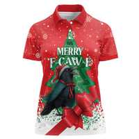 Funny Christmas Raven Women Polo Shirt Merry F Caw F - Wonder Print Shop