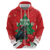 Funny Christmas Raven Zip Hoodie Merry F Caw F - Wonder Print Shop