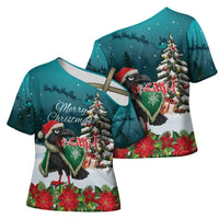 F Caw F Raven Santa Cross Shoulder Shirt Funny Christmas - Wonder Print Shop