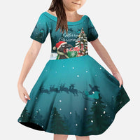 F Caw F Raven Santa Kid Short Sleeve Dress Funny Christmas - Wonder Print Shop
