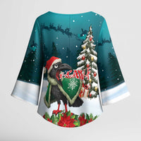 F Caw F Raven Santa Kimono Sleeve Blouse Funny Christmas - Wonder Print Shop