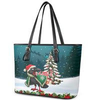 F Caw F Raven Santa Leather Tote Bag Funny Christmas - Wonder Print Shop