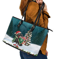 F Caw F Raven Santa Leather Tote Bag Funny Christmas - Wonder Print Shop