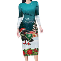 F Caw F Raven Santa Long Sleeve Bodycon Dress Funny Christmas - Wonder Print Shop