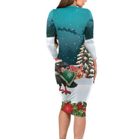 F Caw F Raven Santa Long Sleeve Bodycon Dress Funny Christmas - Wonder Print Shop