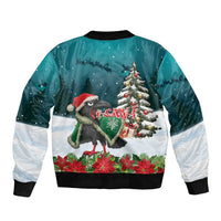 F Caw F Raven Santa Sleeve Zip Bomber Jacket Funny Christmas - Wonder Print Shop