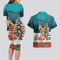 F Caw F Chicken Couples Matching Long Sleeve Bodycon Dress and Hawaiian Shirt Funny Christmas - Wonder Print Shop