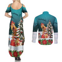 F Caw F Chicken Couples Matching Summer Maxi Dress and Long Sleeve Button Shirt Funny Christmas - Wonder Print Shop
