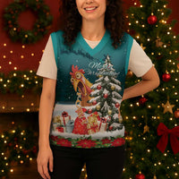 F Caw F Chicken Christmas Knitted V-Neck Vest Funny Christmas - Wonder Print Shop