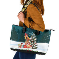 F Caw F Chicken Leather Tote Bag Funny Christmas - Wonder Print Shop