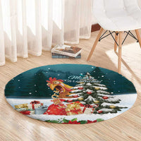 F Caw F Chicken Round Carpet Funny Christmas - Wonder Print Shop