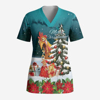 F Caw F Chicken Scrub Top Funny Christmas - Wonder Print Shop