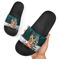 F Caw F Chicken Slide Sandals Funny Christmas - Wonder Print Shop