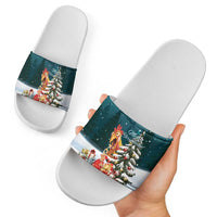 F Caw F Chicken Slide Sandals Funny Christmas - Wonder Print Shop