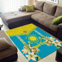 Personalised Kazakhstan Independence Day Area Rug Lilium Peregrinum - Kazakh Pattern - Wonder Print Shop