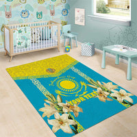 Personalised Kazakhstan Independence Day Area Rug Lilium Peregrinum - Kazakh Pattern - Wonder Print Shop