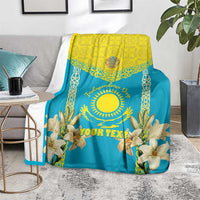 Personalised Kazakhstan Independence Day Blanket Lilium Peregrinum - Kazakh Pattern