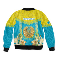 Personalised Kazakhstan Independence Day Bomber Jacket Lilium Peregrinum - Kazakh Pattern - Wonder Print Shop