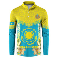 Personalised Kazakhstan Independence Day Button Sweatshirt Lilium Peregrinum - Kazakh Pattern - Wonder Print Shop