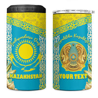 Personalised Kazakhstan Independence Day 4 in 1 Can Cooler Tumbler Lilium Peregrinum - Kazakh Pattern - Wonder Print Shop