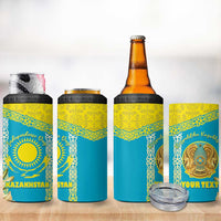 Personalised Kazakhstan Independence Day 4 in 1 Can Cooler Tumbler Lilium Peregrinum - Kazakh Pattern - Wonder Print Shop