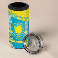 Personalised Kazakhstan Independence Day 4 in 1 Can Cooler Tumbler Lilium Peregrinum - Kazakh Pattern - Wonder Print Shop