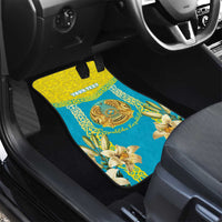 Personalised Kazakhstan Independence Day Car Mats Lilium Peregrinum - Kazakh Pattern - Wonder Print Shop