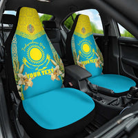 Personalised Kazakhstan Independence Day Car Seat Cover Lilium Peregrinum - Kazakh Pattern - Wonder Print Shop