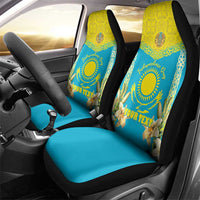 Personalised Kazakhstan Independence Day Car Seat Cover Lilium Peregrinum - Kazakh Pattern - Wonder Print Shop