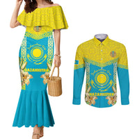 Personalised Kazakhstan Independence Day Couples Matching Mermaid Dress and Long Sleeve Button Shirt Lilium Peregrinum - Kazakh Pattern