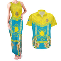 Personalised Kazakhstan Independence Day Couples Matching Tank Maxi Dress and Hawaiian Shirt Lilium Peregrinum - Kazakh Pattern - Wonder Print Shop