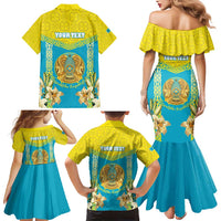 Personalised Kazakhstan Independence Day Family Matching Mermaid Dress and Hawaiian Shirt Lilium Peregrinum - Kazakh Pattern - Wonder Print Shop