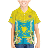 Personalised Kazakhstan Independence Day Family Matching Mermaid Dress and Hawaiian Shirt Lilium Peregrinum - Kazakh Pattern - Wonder Print Shop