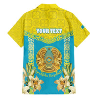 Personalised Kazakhstan Independence Day Family Matching Off Shoulder Maxi Dress and Hawaiian Shirt Lilium Peregrinum - Kazakh Pattern - Wonder Print Shop