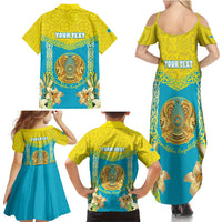 Personalised Kazakhstan Independence Day Family Matching Summer Maxi Dress and Hawaiian Shirt Lilium Peregrinum - Kazakh Pattern - Wonder Print Shop