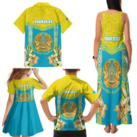 Personalised Kazakhstan Independence Day Family Matching Tank Maxi Dress and Hawaiian Shirt Lilium Peregrinum - Kazakh Pattern - Wonder Print Shop
