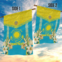 Personalised Kazakhstan Independence Day Garden Flag Lilium Peregrinum - Kazakh Pattern - Wonder Print Shop