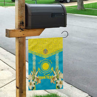 Personalised Kazakhstan Independence Day Garden Flag Lilium Peregrinum - Kazakh Pattern - Wonder Print Shop