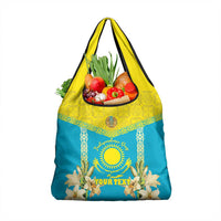 Personalised Kazakhstan Independence Day Grocery Bag Lilium Peregrinum - Kazakh Pattern